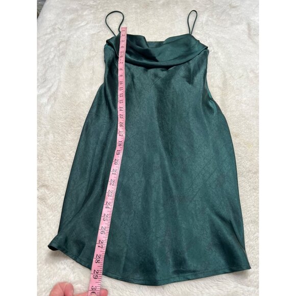 Saints + Secrets Dark Green emerald  Cowl Neck Mini Dress women size small - Picture 5 of 5